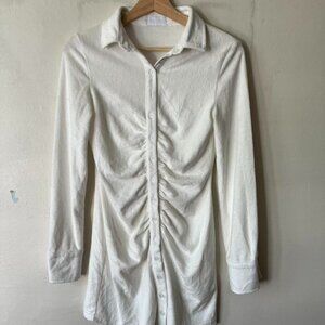 ISALIS White Terry Cloth Ruched Mini Dress size S